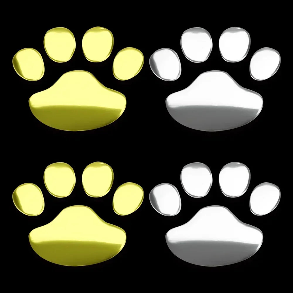 Car Sticker Cool Design Paw 3D Animal Dog Cat Bear Foot Prints Footprint Decal Car Stickers Silver Gold Auto Accessories Peaceful Pleasures Health and Wellness