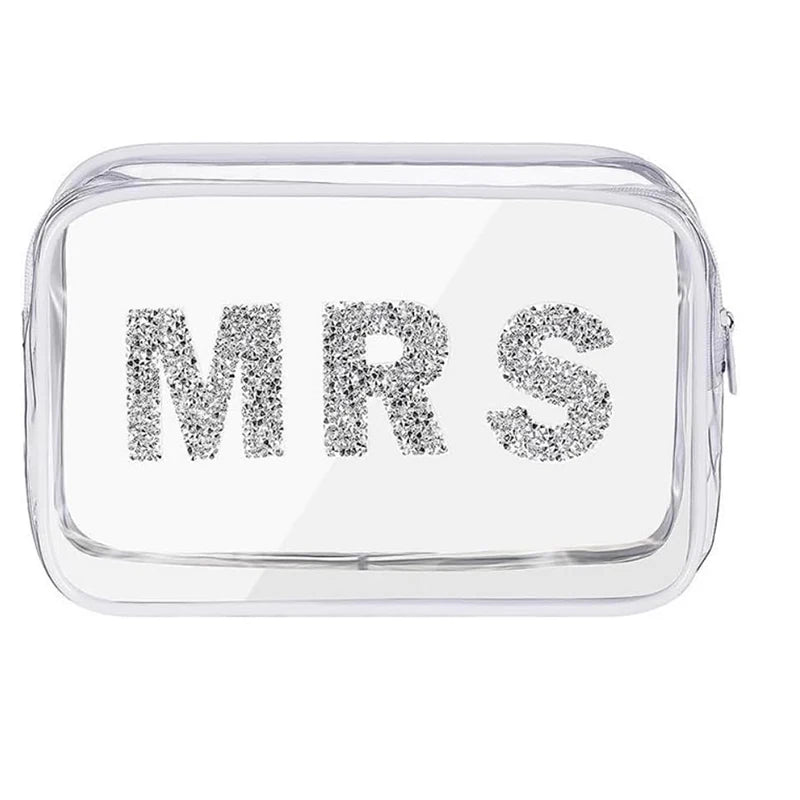 Mrs Clear PVC Makeup Bag | Bride Bachelorette Bridal Gift Bridal Cosmetic Bag Peaceful Pleasures Health and Wellness mrs bag