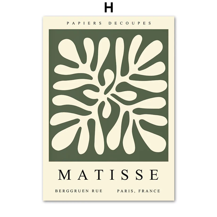 Sage Green Matisse Abstract Flower Canvas Wall Art Print