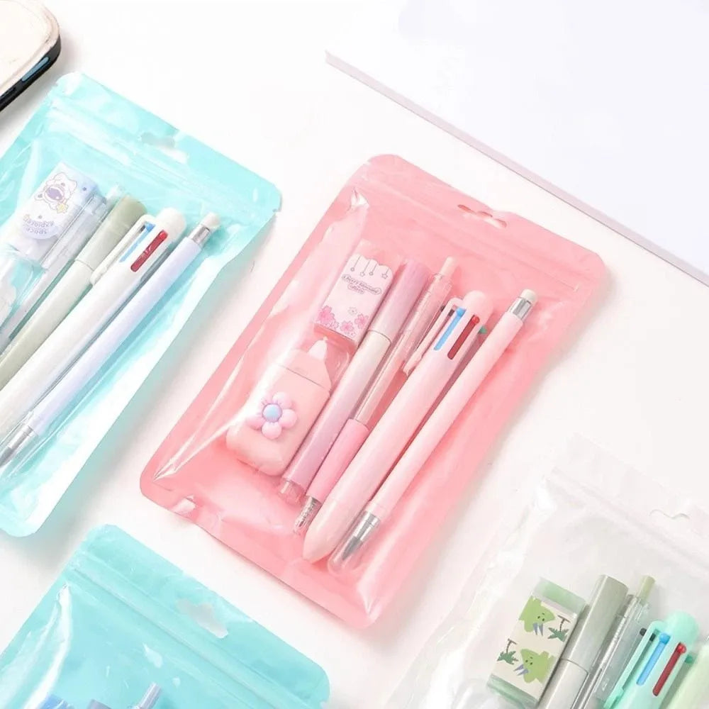 6Pcs/Set Cartoon School Stationery Set 6 Color Pens Large Capacity Student Tools Gift Kit Book Marker Pen Cartoon Stationery Set Peaceful Pleasures Health and Wellness