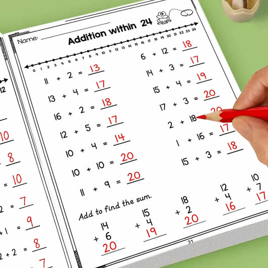 Missing Addends Math Workbook 32 Pages Number Line Addition Peaceful Pleasures Health and Wellness