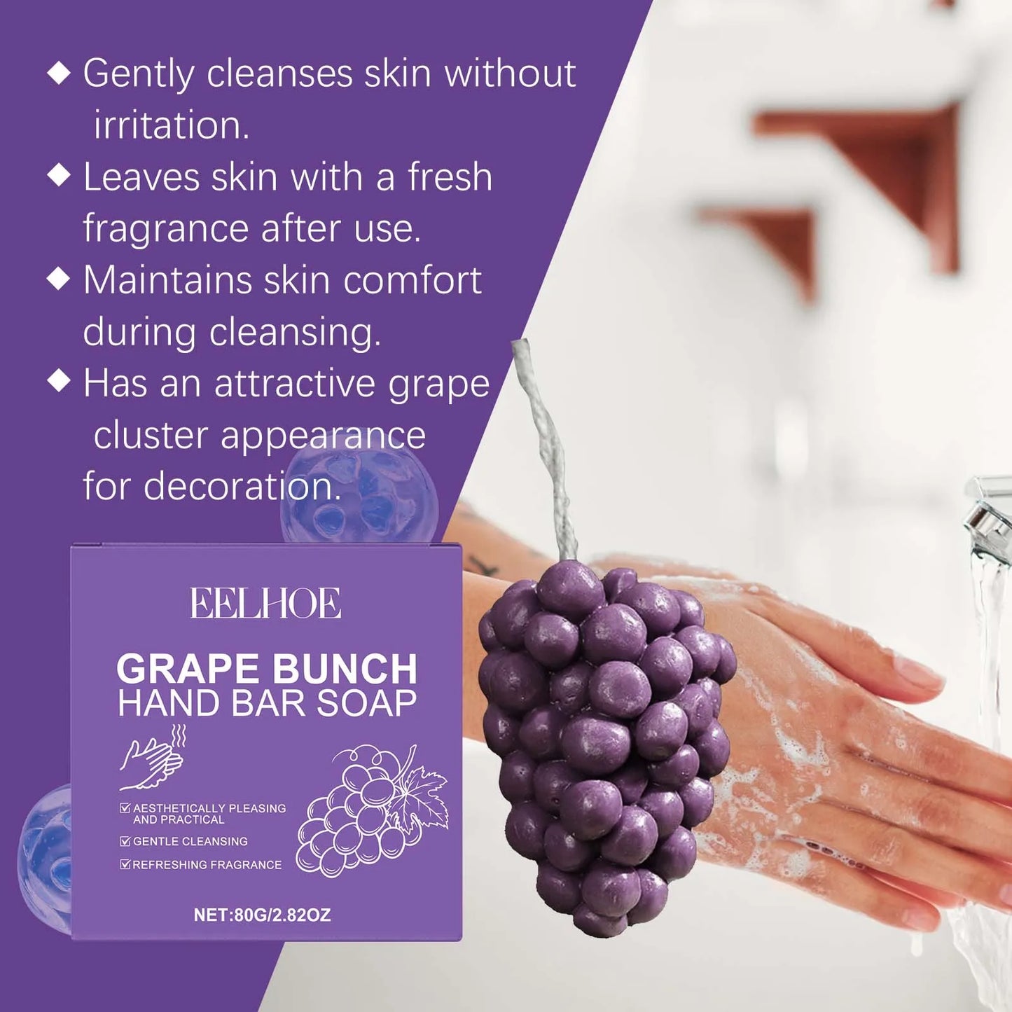 Grape Skewer Soap Gently Effectively Remove Dead Skin Cleaning Dirt Softening Skin Refreshing Grape Fragrance Hand Cleaning Soap Peaceful Pleasures Health and Wellness