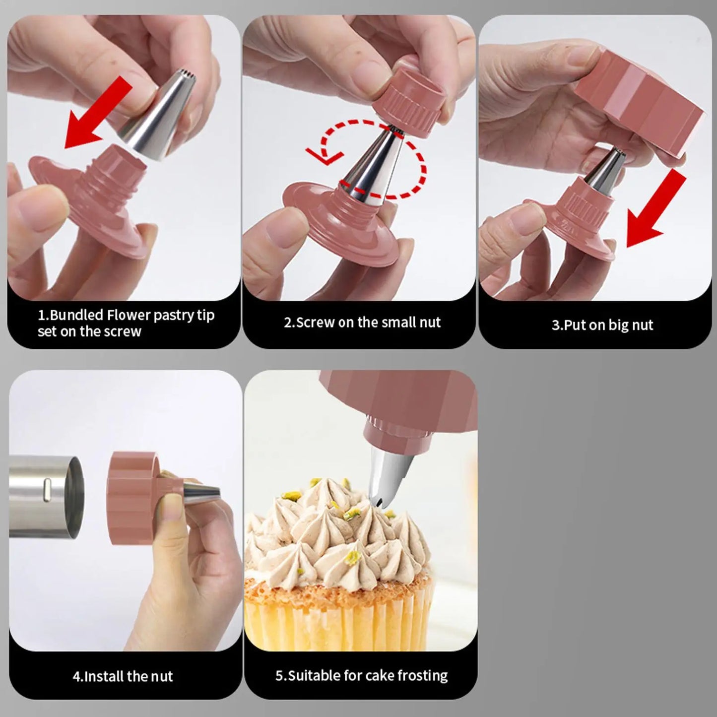 Manual Cookie Press Set – 8 Nozzles & 13 Molds | Stainless Steel Cookie Press Set Peaceful Pleasures Health and Wellness China Mainland