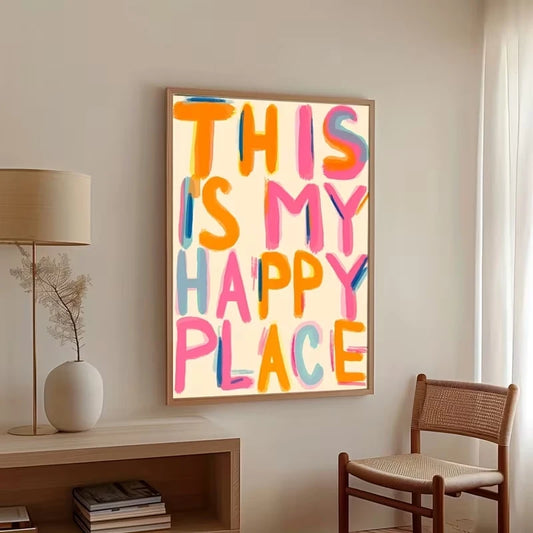 Modern This Is My Happy Place Quotes Wall Art Print Canvas Painting Poster Picture For Bedroom And Living Room Home Decor Peaceful Pleasures Health and Wellness G3937 40x60cm Unframed