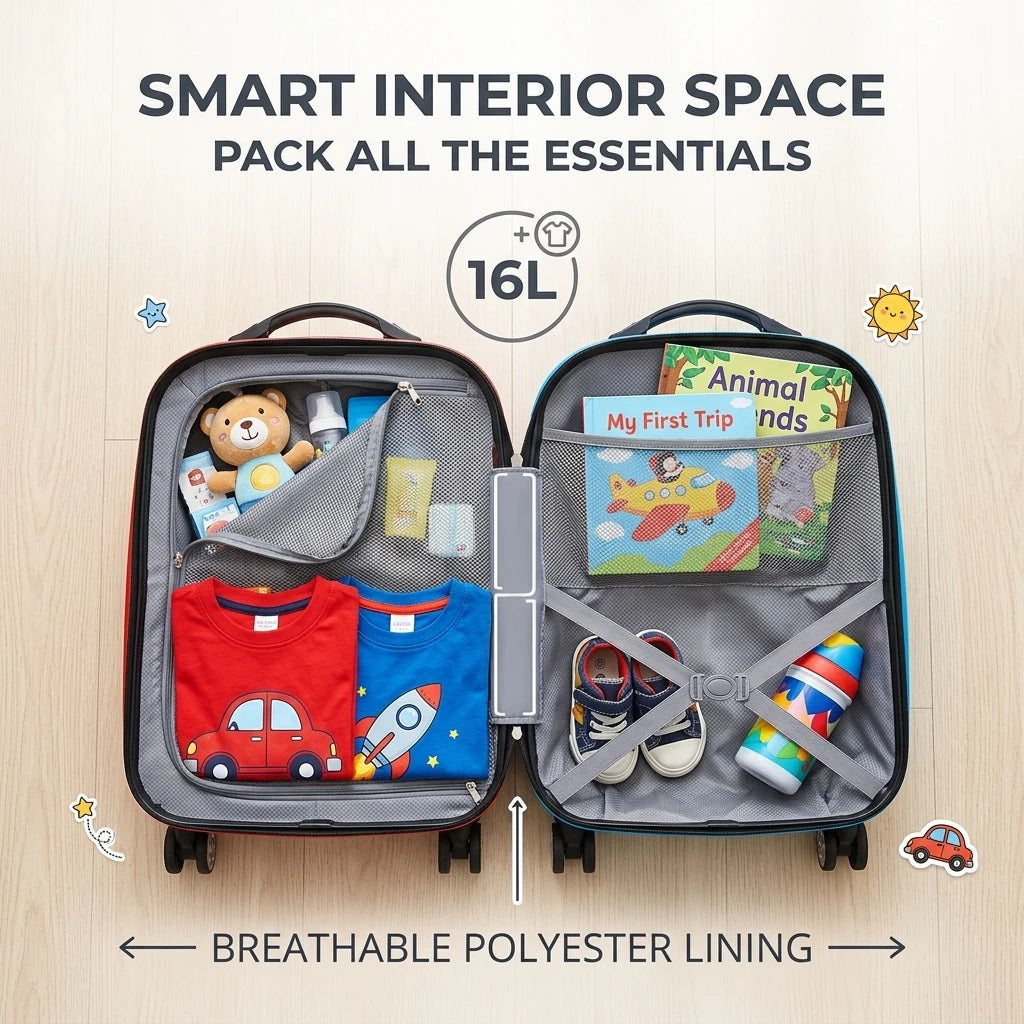 Cartoon Car Children's Pull-On Luggage Suitcase Kindergarten Travel Bag Child Ride-On Twister Cart Peaceful Pleasures Health and Wellness