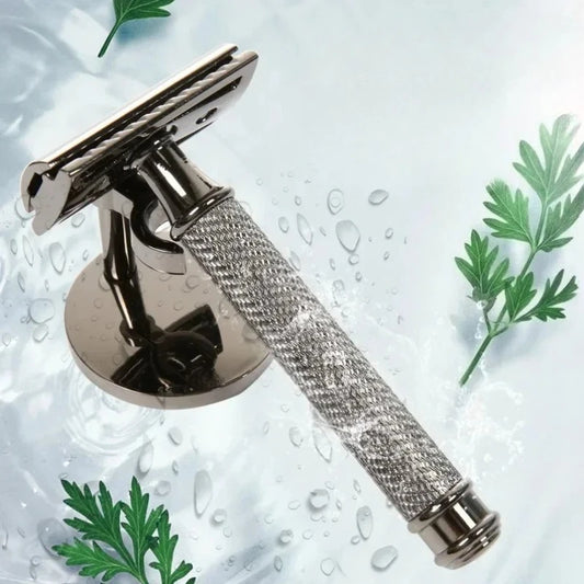 Classic T-Bar Safety Razor | Double-Sided Metal Shaver for Men Safety Razor Peaceful Pleasures Health and Wellness Blue