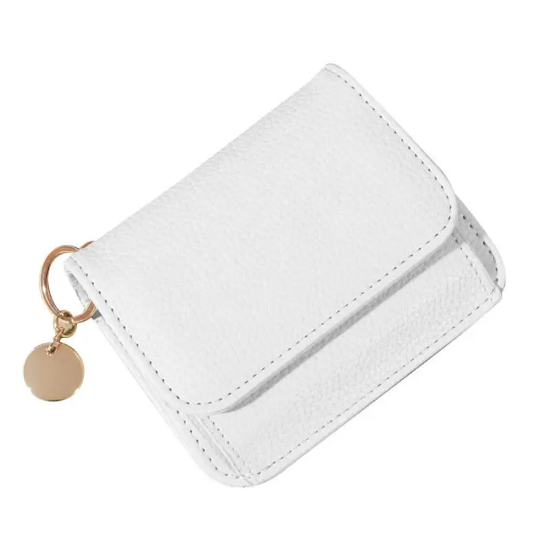 Folding Short Wallet for Women Simple Solid Color Coin Purse Credit Card Holder Cute Multifunctional Ladies Wallet Peaceful Pleasures Health and Wellness White