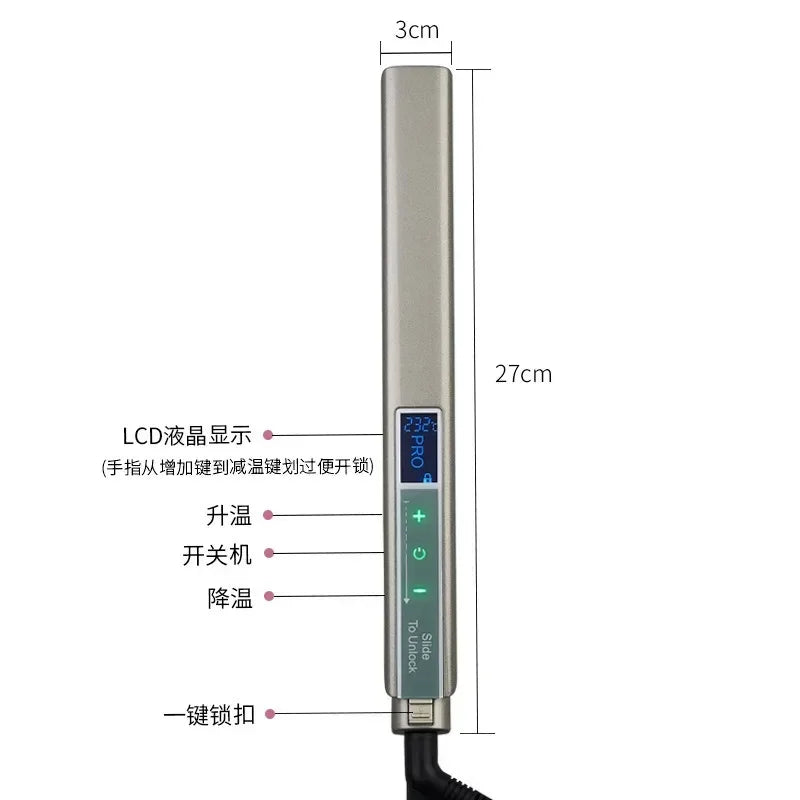 Professional Ceramic Flat Iron Hair Straightener 450°F Dual Voltage