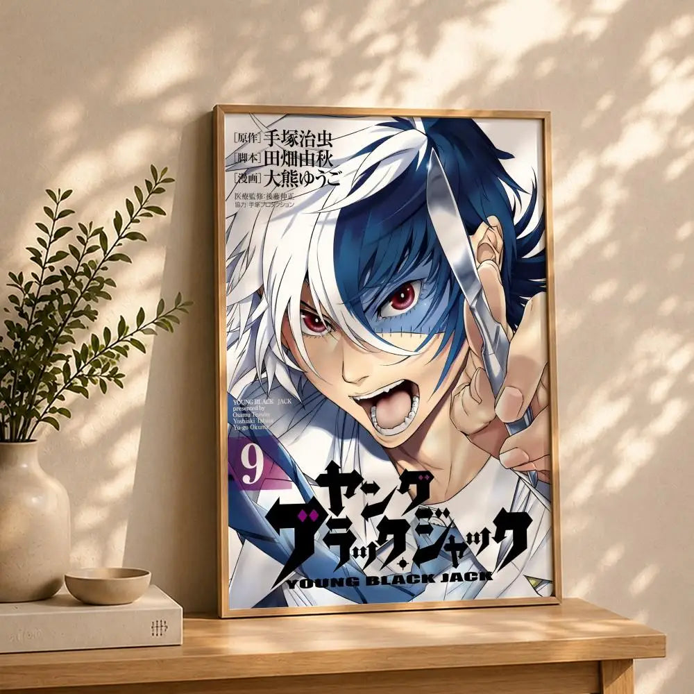 Black Jack Anime Poster – HD Self-Adhesive Waterproof Wall Art Anime Wall Poster Peaceful Pleasures Health and Wellness White7 50X70cmNoframe
