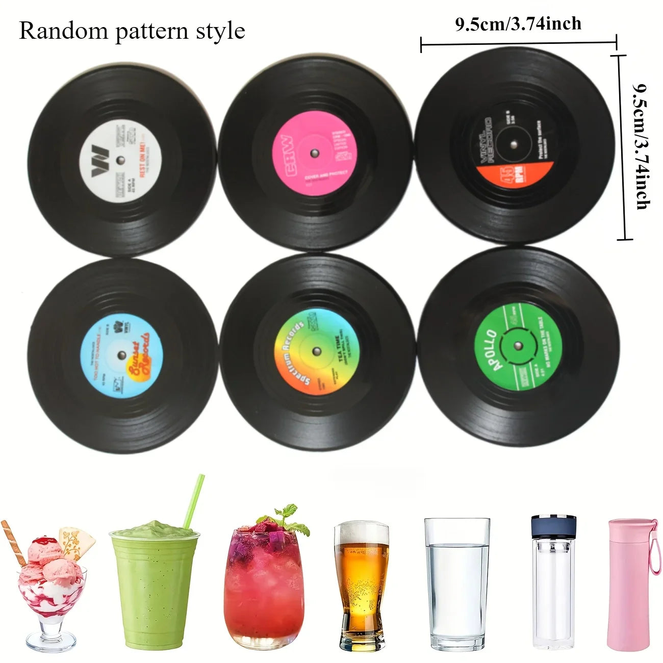 6-Pack Vinyl Record Coasters – Retro Absorbent Table Protectors