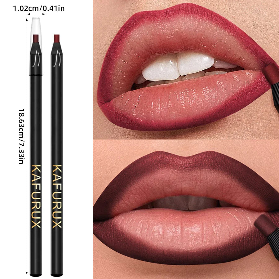 KAFURUX Waterproof Matte Lip Liner | 12 Colors, Long-Lasting