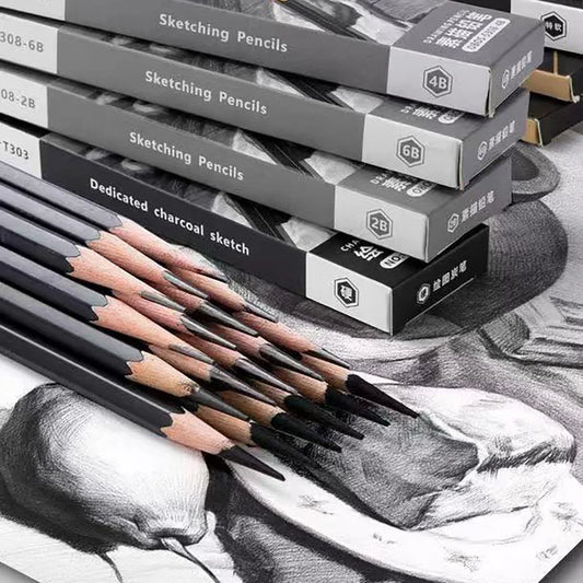 12 Sketching Pencil Students Beginner Charcoal Various Hardness Art Peaceful Pleasures Health and Wellness