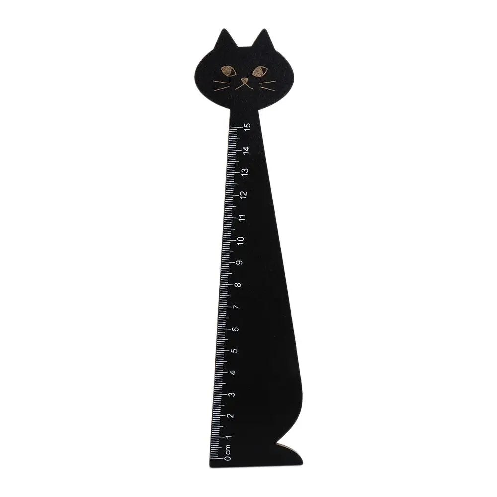 15cm/5.9inch 1PC Cute Household for School Office Home Cartoon Cat Sewing Ruler Student Tools Drawing Ruler Straight Ruler Peaceful Pleasures Health and Wellness black