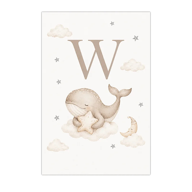 Custom Alphabet Wall Art Cute Animal Letter Canvas Painting Nursery Poster Print For Kids Room Wall Decor Peaceful Pleasures Health and Wellness