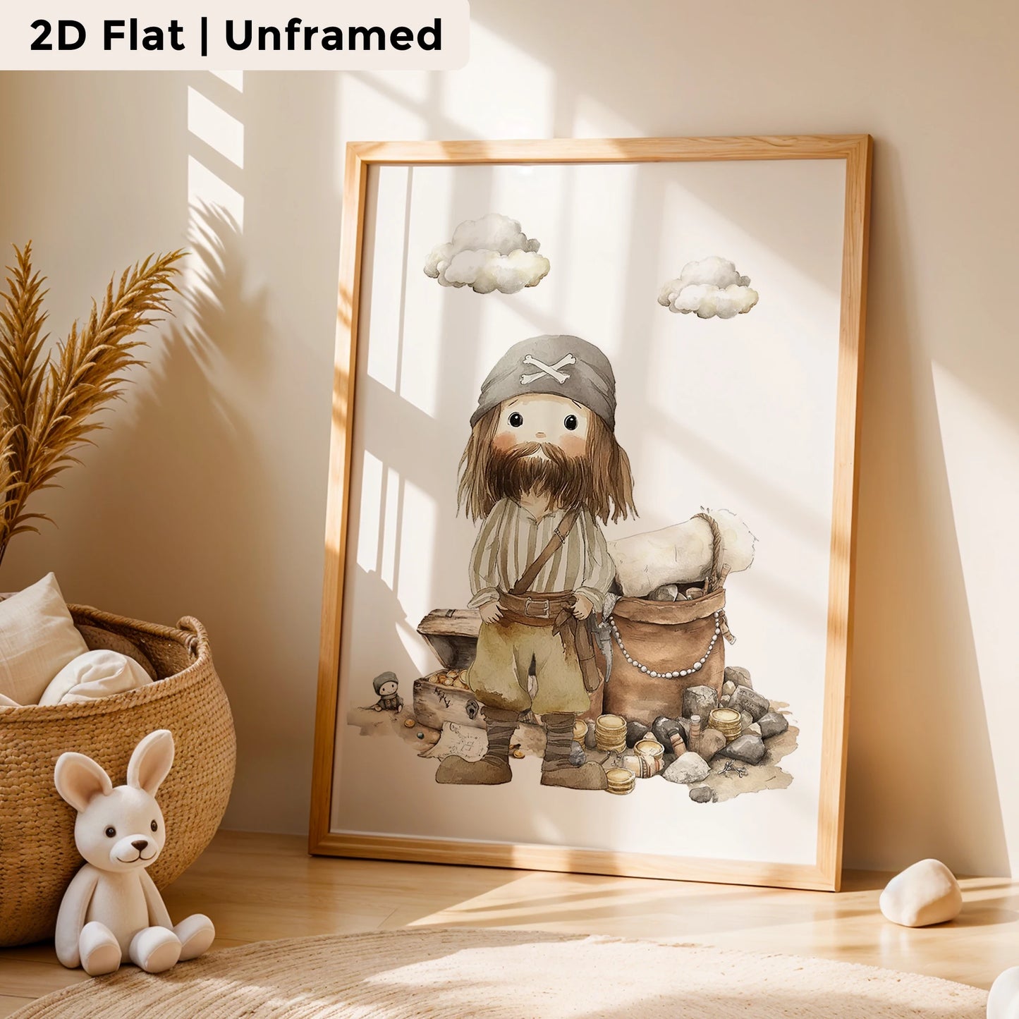 3-Piece Pirate Octopus Canvas Wall Art | Kids Room Decor Print