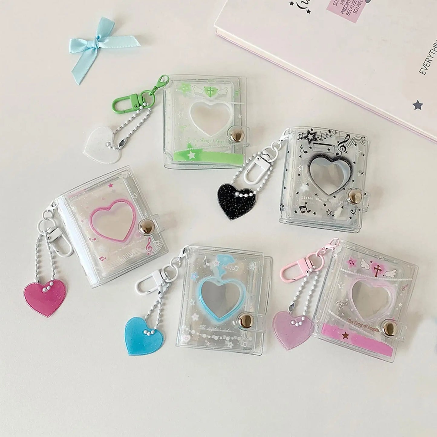Mini Heart Keychain Photo Album – 24 Pocket PVC Picture Holder