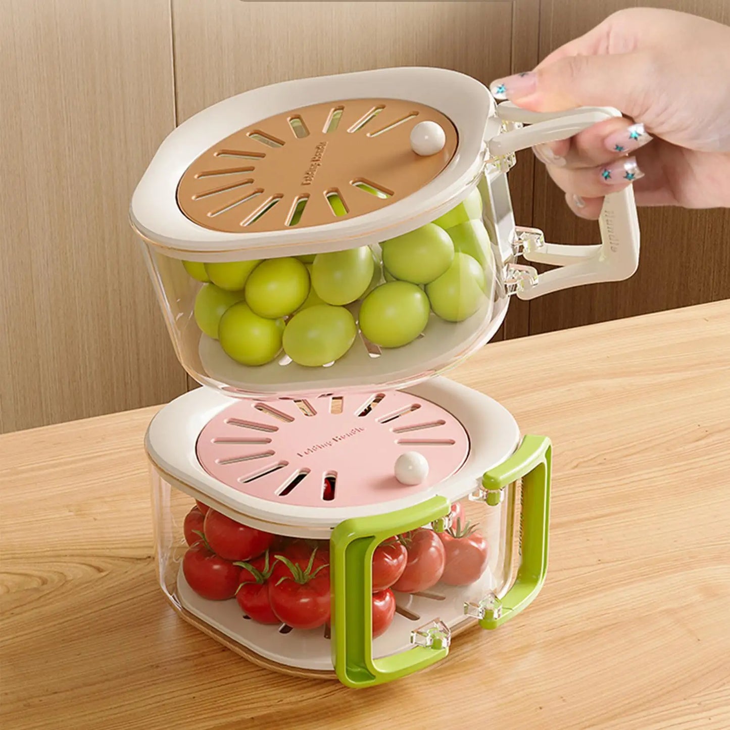 2-in-1 Fruit Washing Bowl & Drain Basket | Foldable Handle