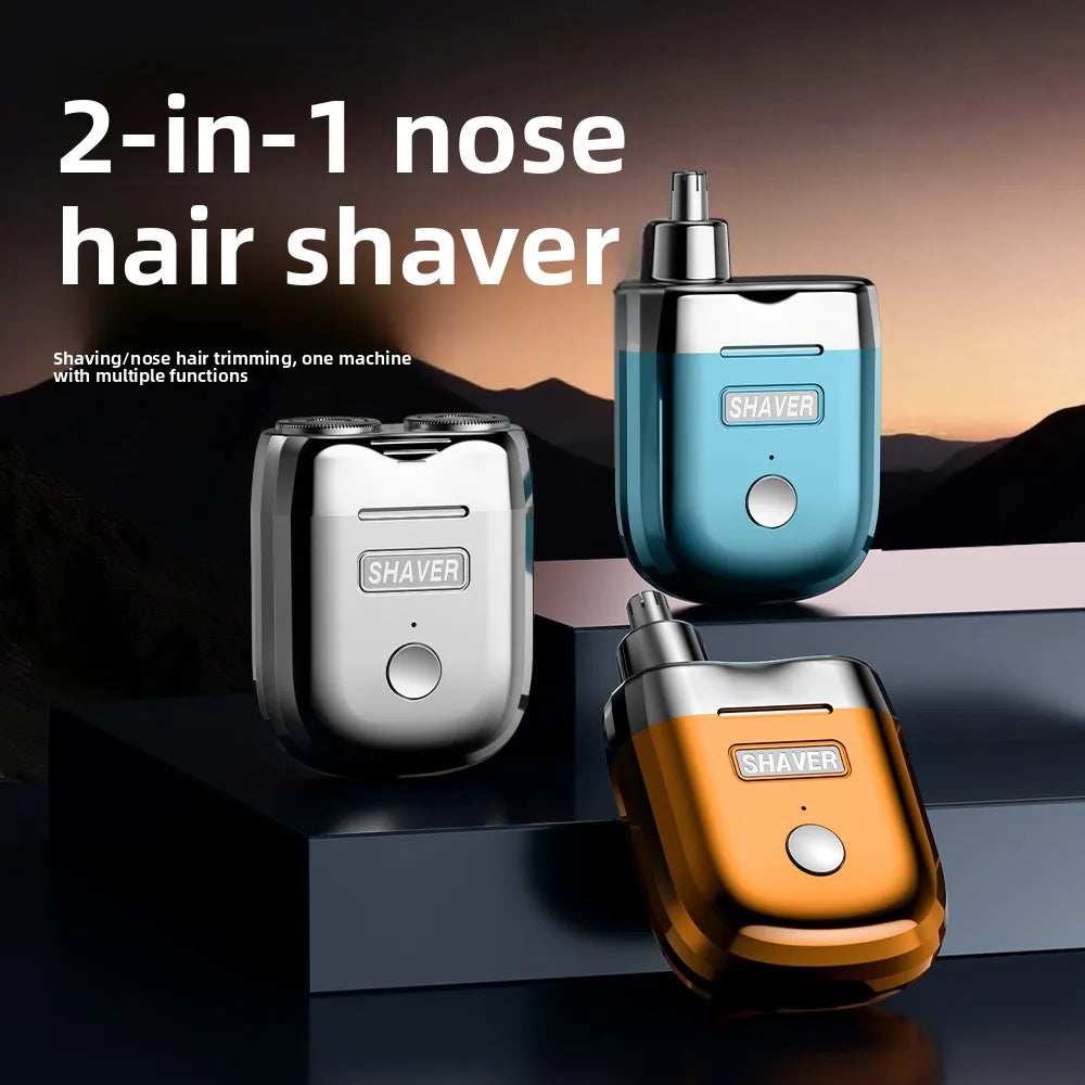 2-in-1 Magnetic Electric Nose Hair Trimmer & Dual-Blade Shaver