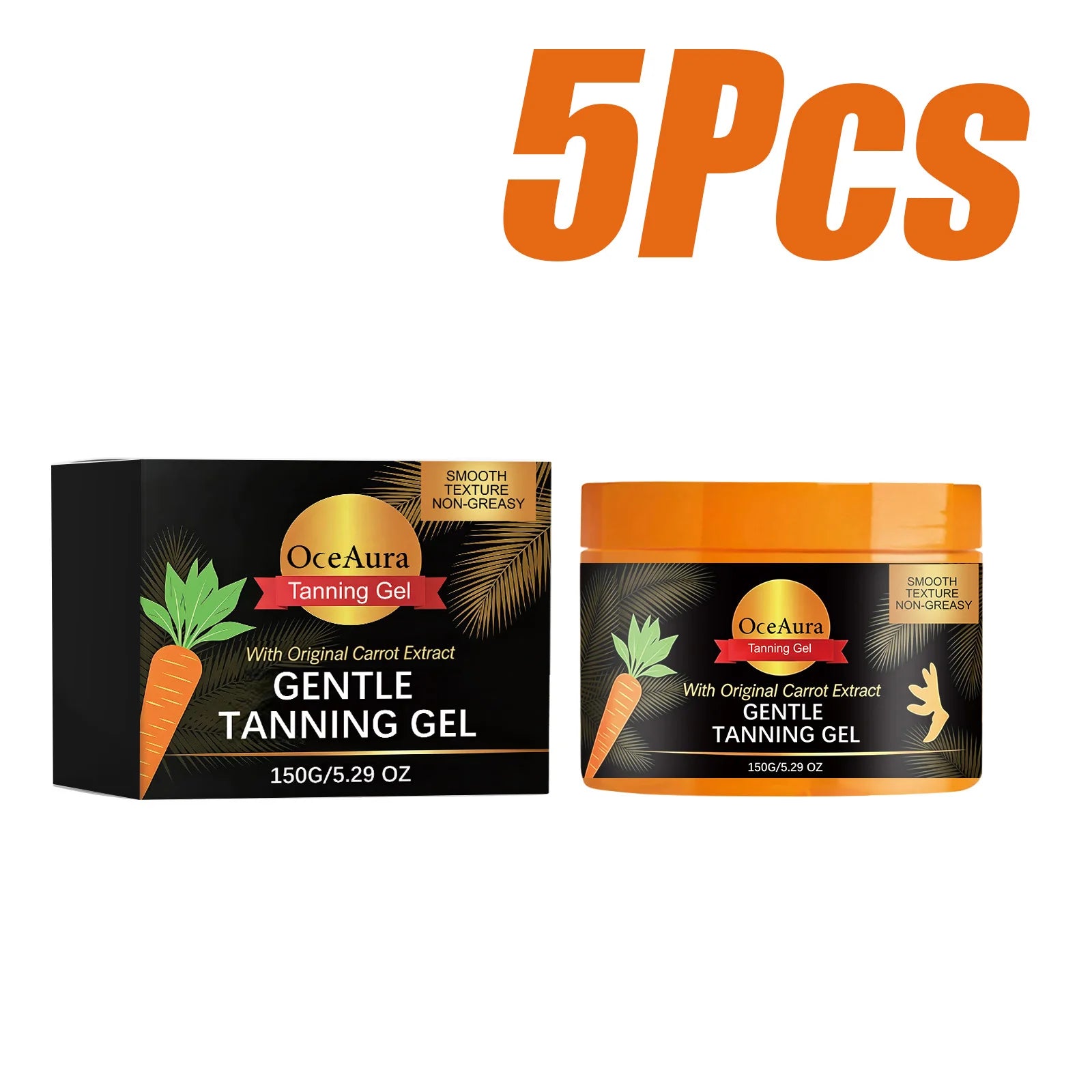 Carroten Gradual Tanning Gel – Streak-Free Sunless Bronzer 150g Peaceful Pleasures Health and Wellness 5 x 150g Boxed