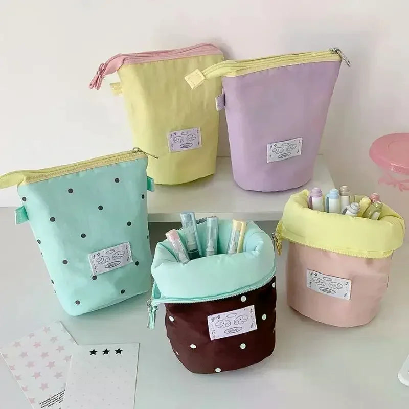 Polka Dot Pencil Case – Portable Large Capacity Pen Organizer