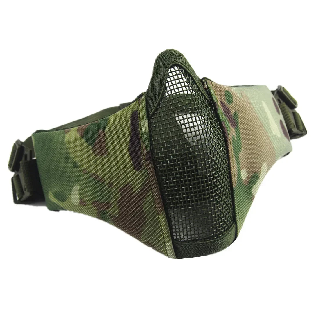 Tactical Half Face Protective Masks Airsoft Mask Foldable Metal Mesh Double Ribbon Adjustable For CS Wargame Hunting Paintball Peaceful Pleasures Health and Wellness