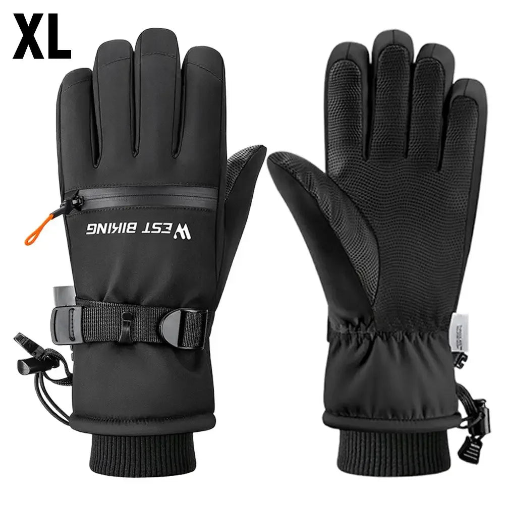 Winter ski gloves for men and women waterproof windproof warmth thickened anti-slip touch screen riding driving gloves Peaceful Pleasures Health and Wellness Black XL