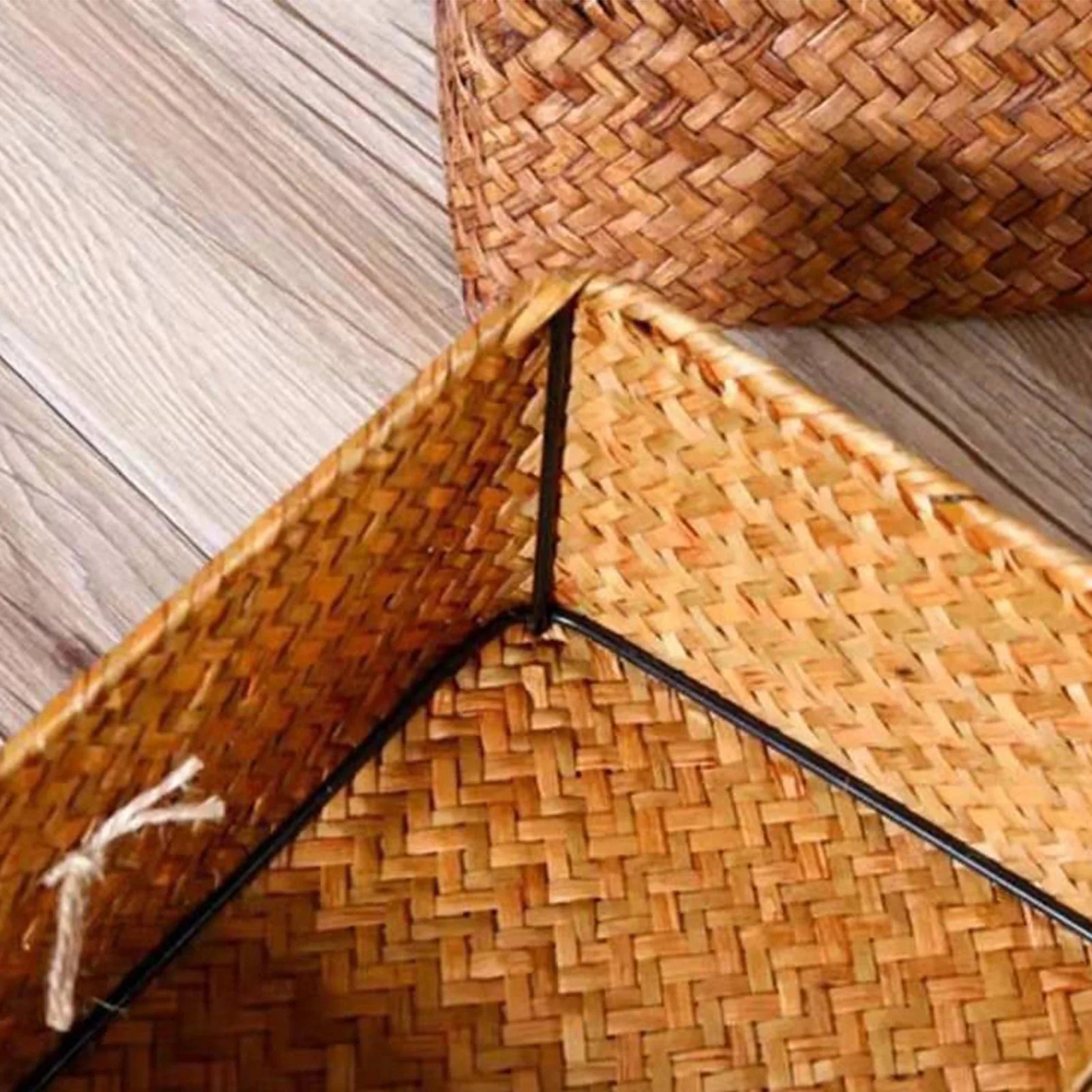 Traditional Braided Straw Box with Lid Rectangular Natural Rattan Organizer for Trinkets Cosmetics or Crafts Peaceful Pleasures Health and Wellness
