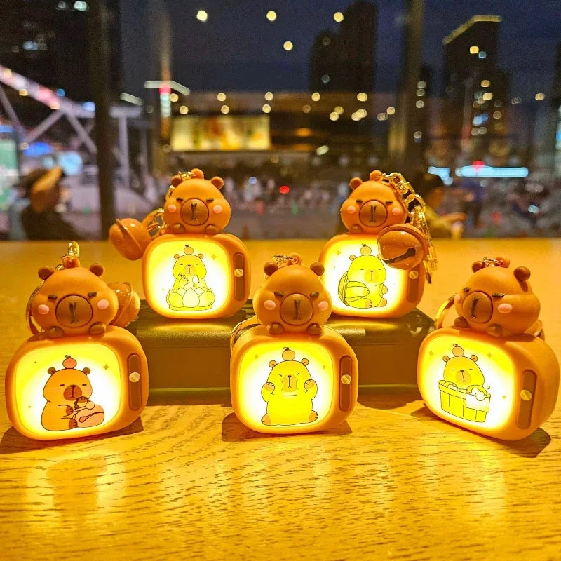 Light-Up Capybara Keychain | Silicone Glow Bag Charm Gift