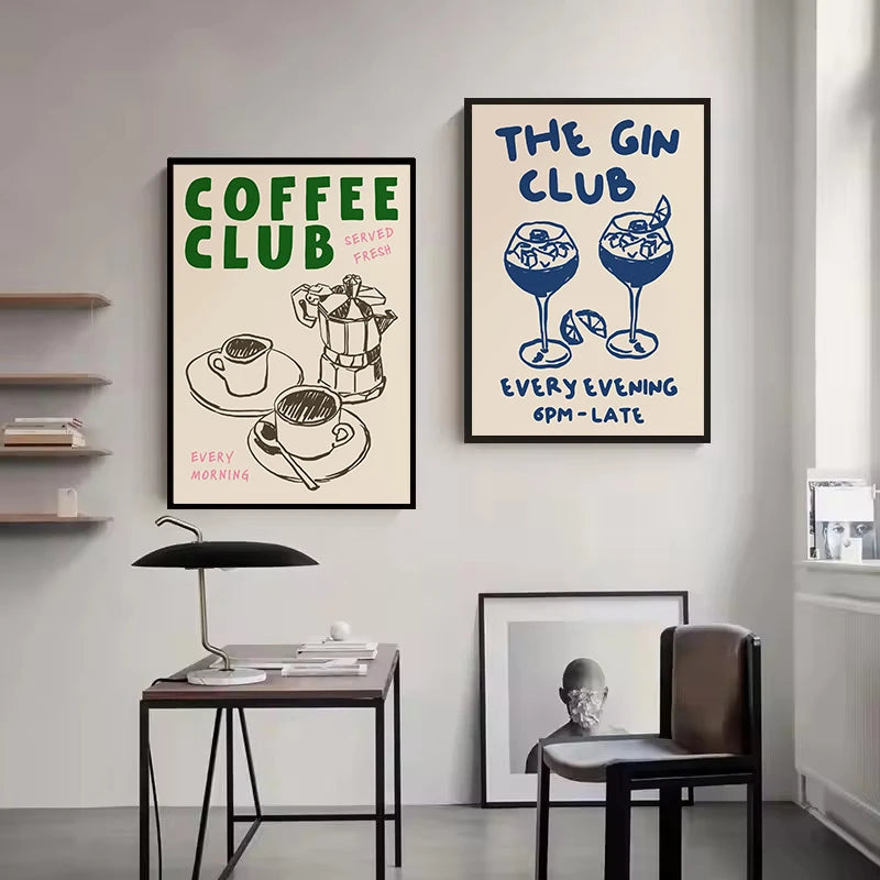 Retro Kitchen Canvas Wall Art | Coffee & Food Poster Print