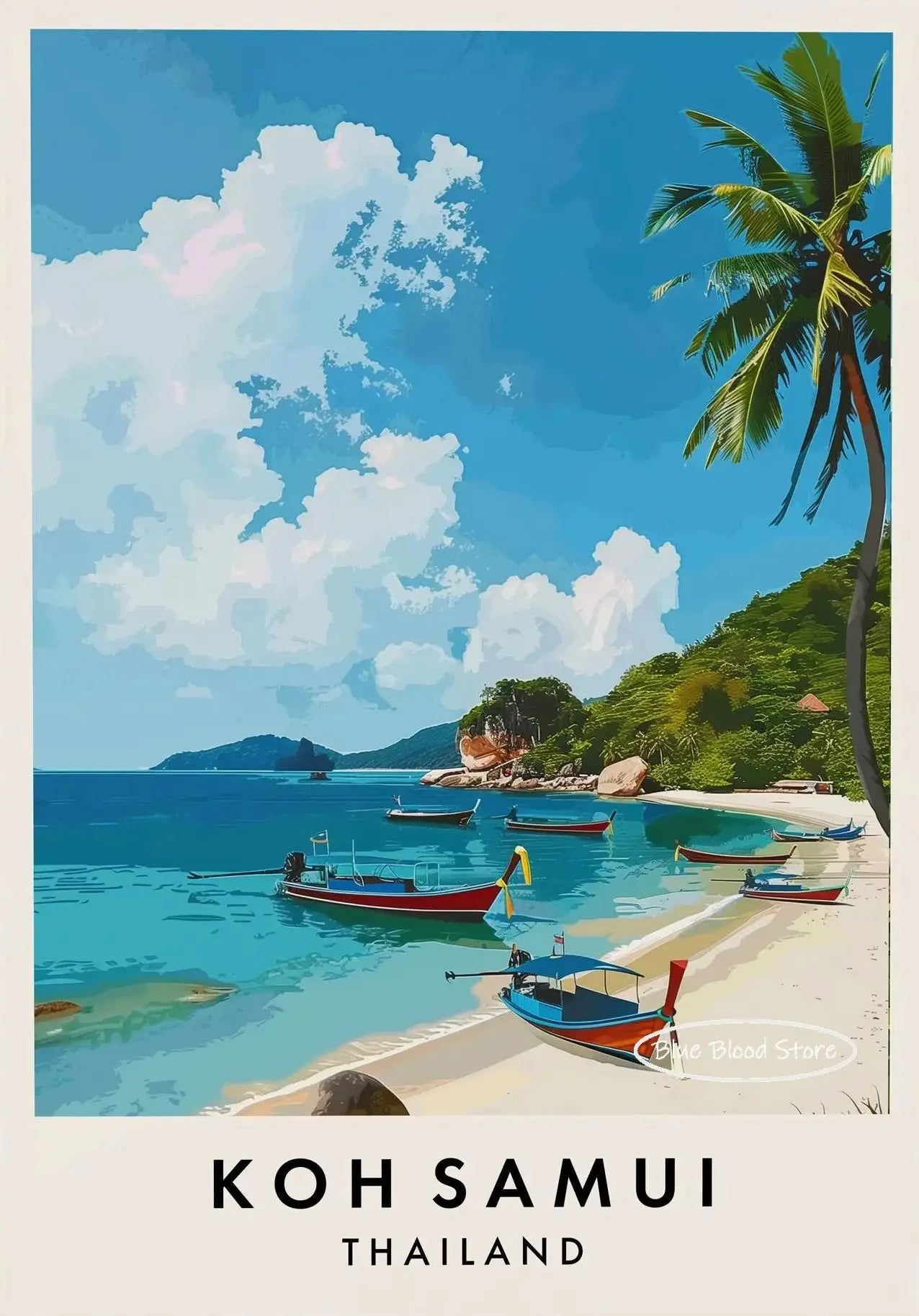Thailand Travel Art Canvas Poster Phuket Chiang Mai Koh Phangan Bangkok City Landscape Asia Scenery Wall Art Painting Home Decor Peaceful Pleasures Health and Wellness 6 30x40cm Unframed