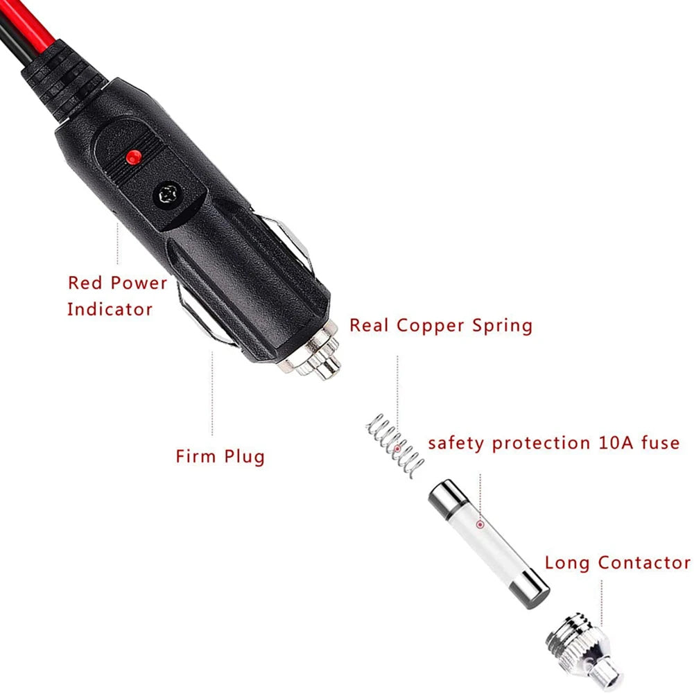 12-24V 10A Car Cigarette Lighter Socket Adapter 50cm Cable Peaceful Pleasures Health and Wellness