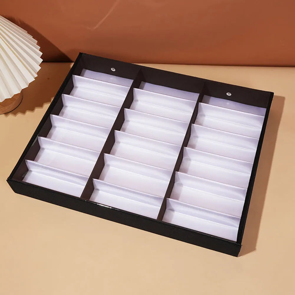 18-Slot Eyeglass & Sunglass Organizer Display Case with Lid