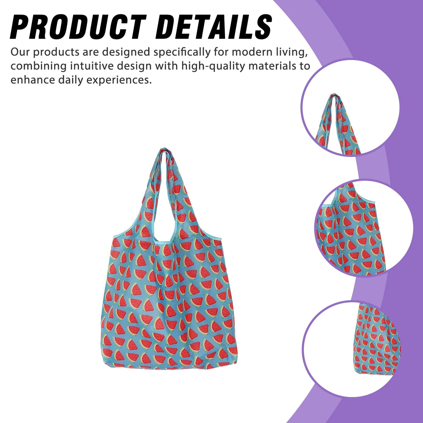 Foldable Reusable Shopping Bags Strong Load-bearing Capacity Eco-friendly Bags for Grocery Store Supermarket Peaceful Pleasures Health and Wellness