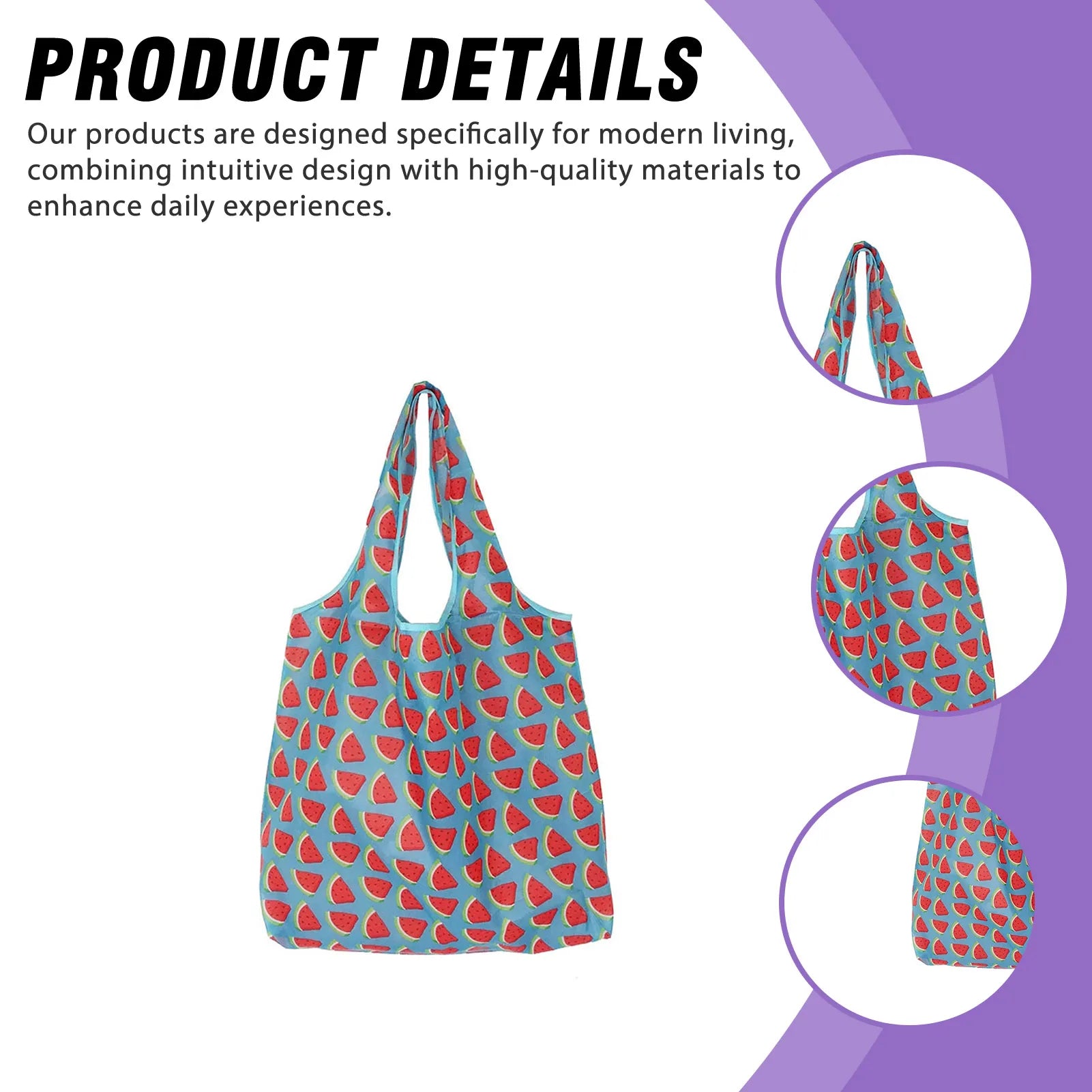 Foldable Reusable Shopping Bags Strong Load-bearing Capacity Eco-friendly Bags for Grocery Store Supermarket Peaceful Pleasures Health and Wellness