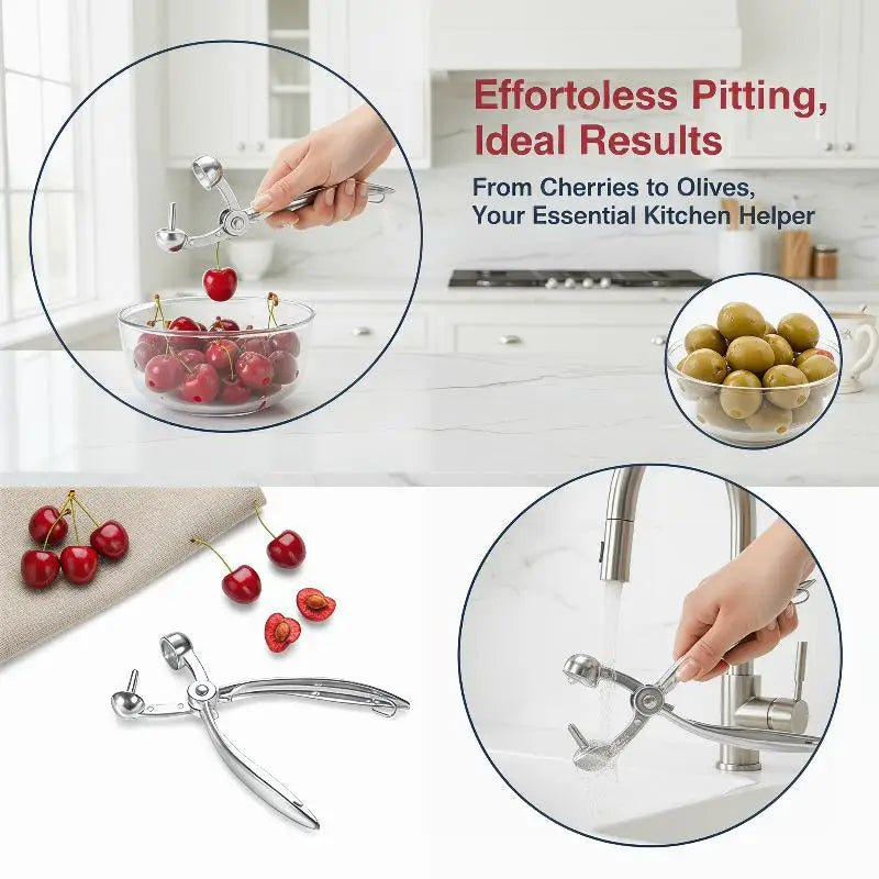 Cherry & Olive Pitter Tool | Stainless Steel Fruit Pit Remover
