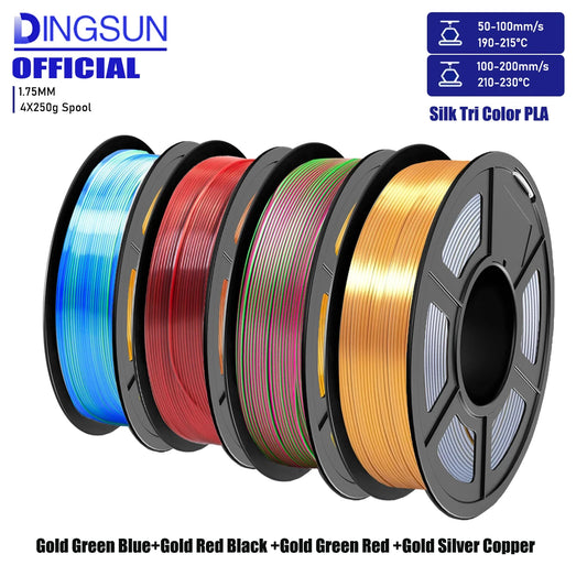 3D Maliang Tri-Color Silk PLA Filament 1.75mm | 4-Pack 250g 3D Printer Filament Peaceful Pleasures Health and Wellness 250g X 4 Pack