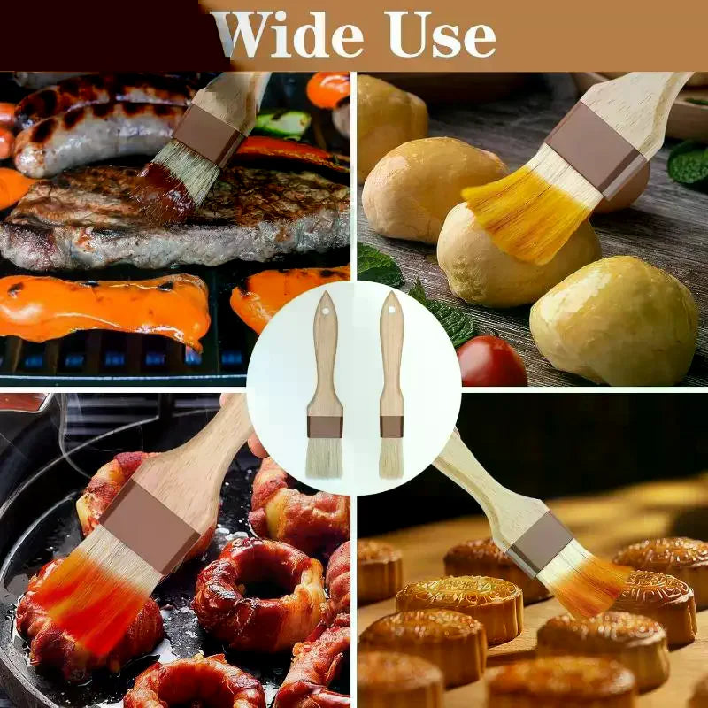 Wooden Handle Bristle Pastry & BBQ Basting Brush | Flat Baking