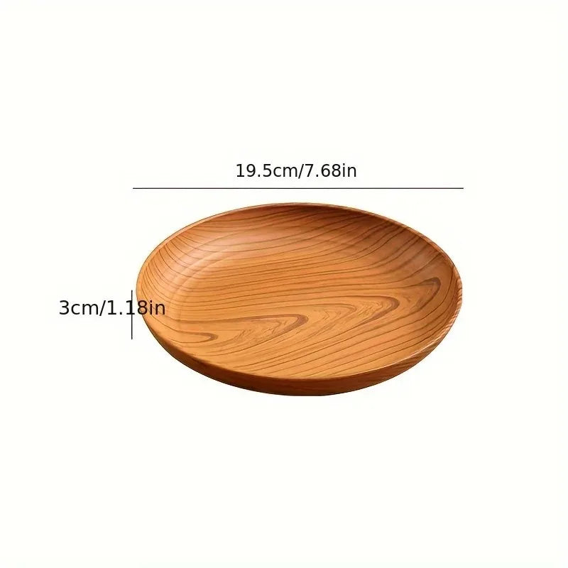 1pcs Japanese Style Tea Tray PP Plastic Rectangular Wood Grain Serving Tray for Home Hotel Restaurant Multipurpose Cup Plate Peaceful Pleasures Health and Wellness Brown 7 inches