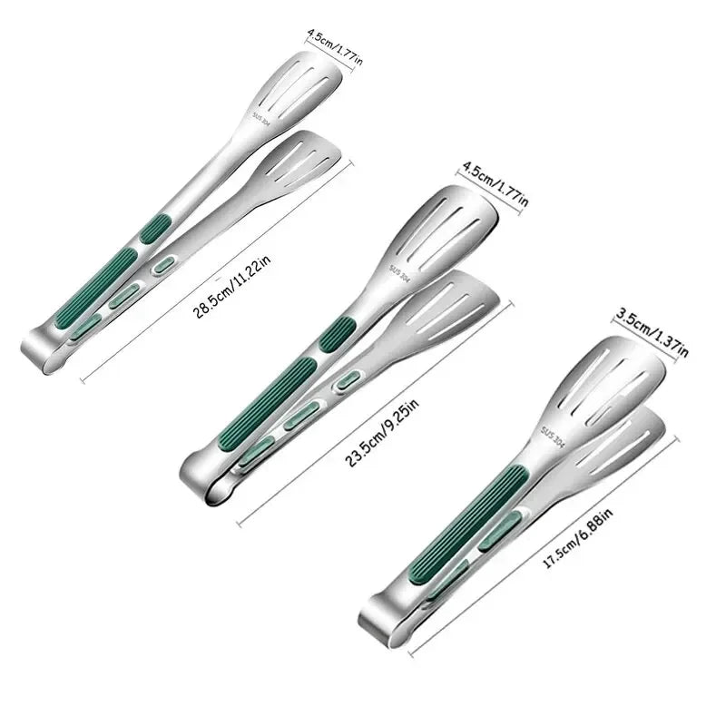Stainless Steel Non-Slip Food Tongs | BBQ Grill Kitchen Clamp