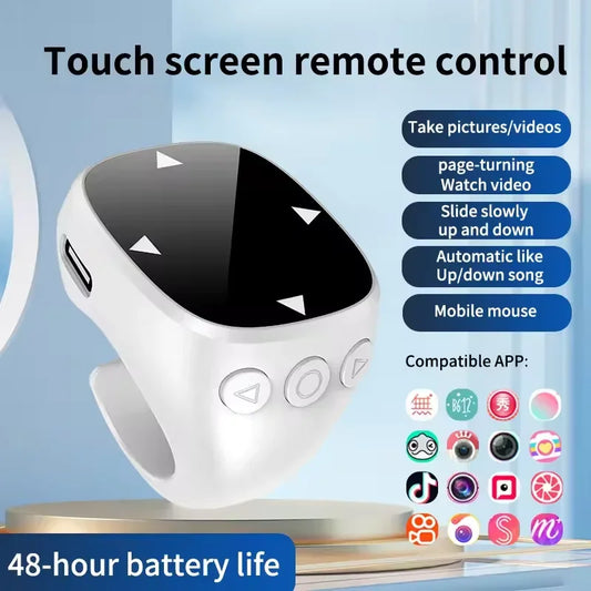 Bluetooth 5.3 Finger Ring Remote – TikTok Scroll & Selfie