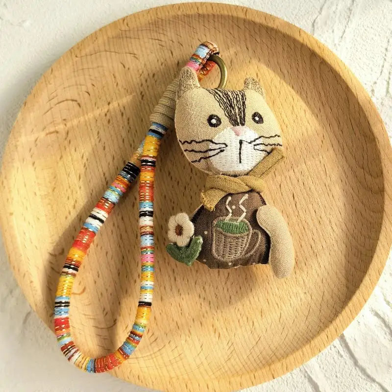 Handmade Cartoon Animal Fabric Keychain | Cute Backpack Pendant
