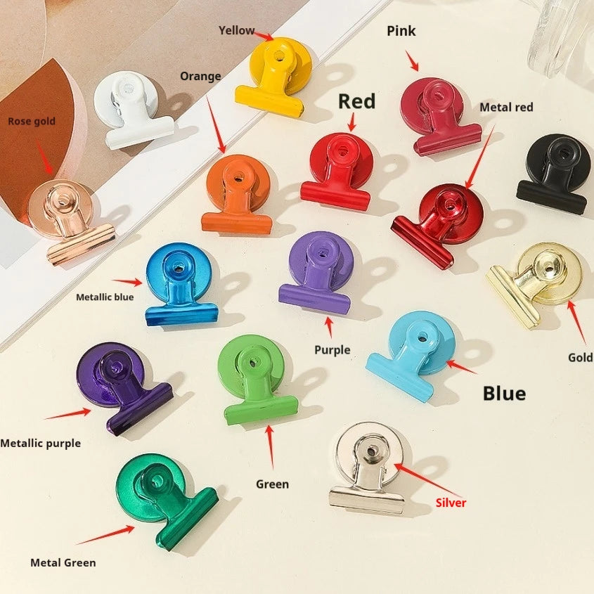 12-Pack Round Magnetic Bulldog Clips – Whiteboard & Home