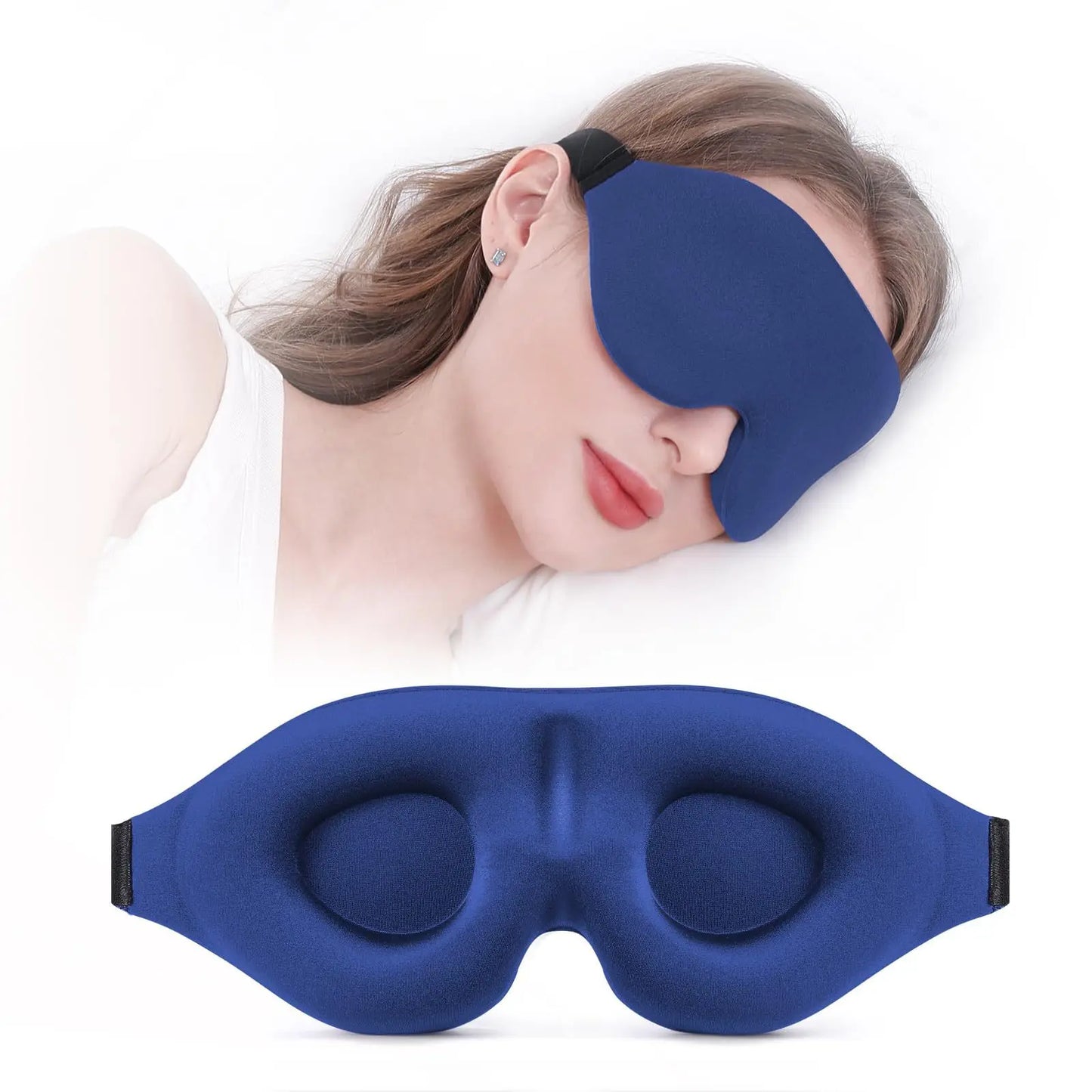 Eye Mask for Sleeping 3D Contoured Cup Blindfold Concave Molded Night Sleep Mask Block Out Light with Women Men Peaceful Pleasures Health and Wellness Blue