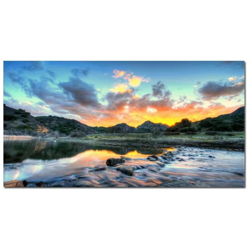 Nature Landscape Canvas Wall Art – Sunshine Forest Lake Print Landscape Canvas Print Peaceful Pleasures Health and Wellness