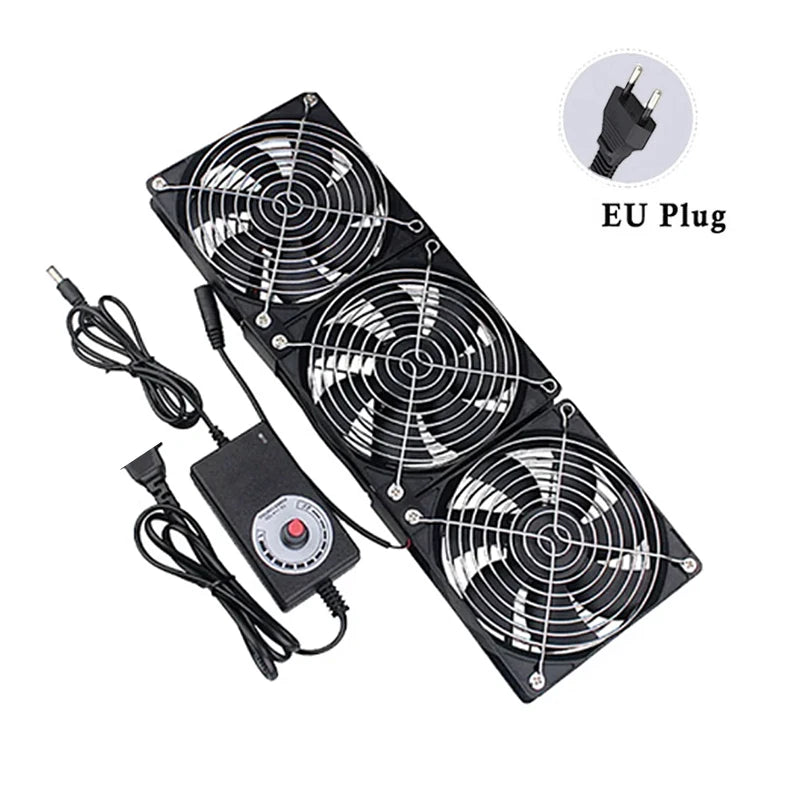 12cm 220V 12V Exhaust Cooling Fan with Controller for BTC Machine Chassis Workstation Cabinet Server GPU VGA Radiator Fan Peaceful Pleasures Health and Wellness 3 Fan