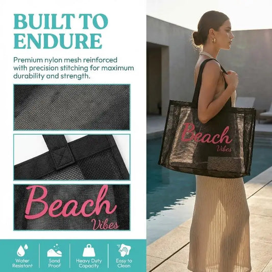 Women's Large Mesh Tote Bag – Beach, Pool, Gym & Travel Mesh Shoulder Tote Oasis Select