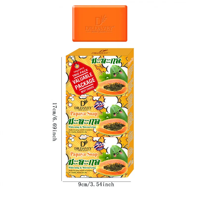 DR.DAVEY Papaya Soap 3-Pack – Cleansing & Moisturizing Bar