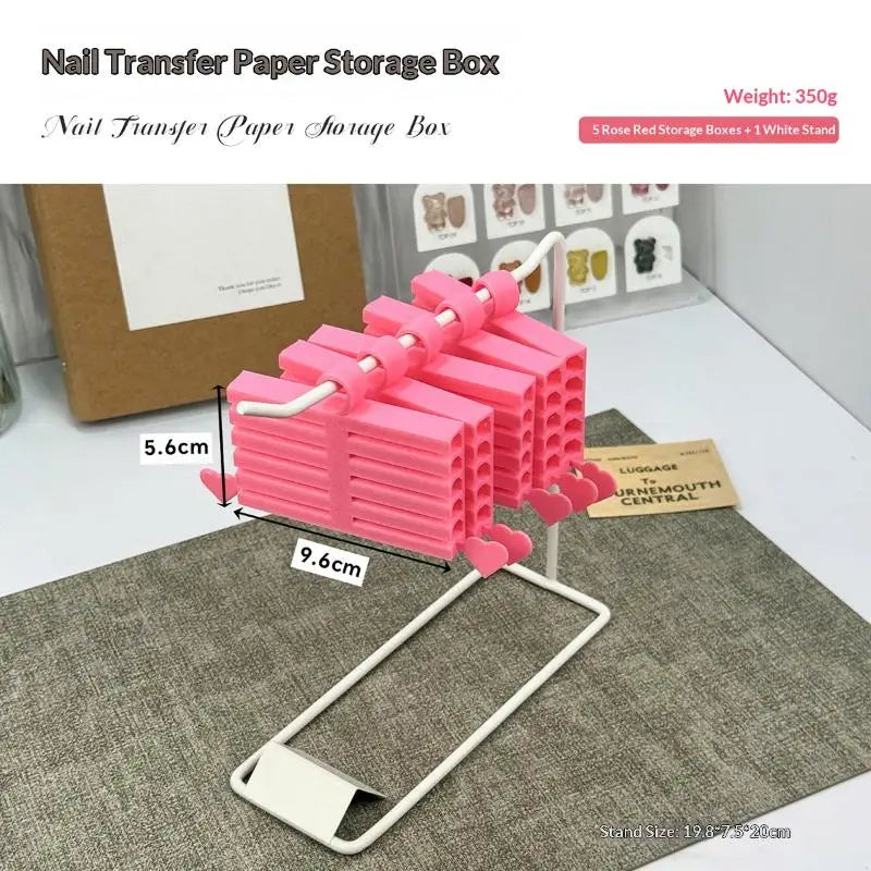 Nail Foil Storage Case Organizer Box For Transfer Paper Portable And Handy Display Stand For Salon Manicure Accessories Peaceful Pleasures Health and Wellness Rose red