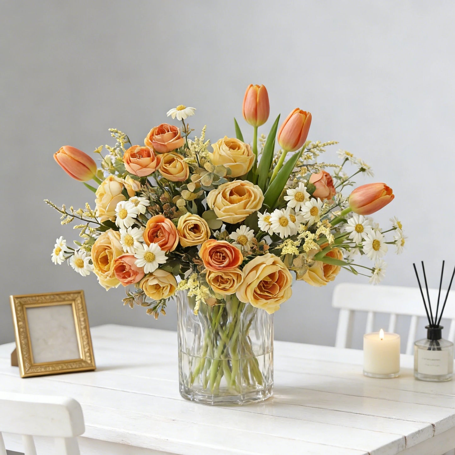 Silk Rose & Sunflower Artificial Bouquet | Wedding & Home Décor