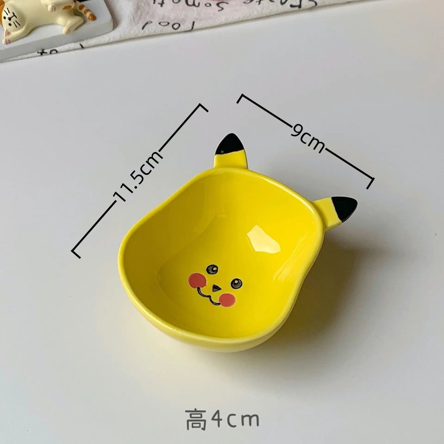 Cartoon Cute Ceramic Dipping Dish Home Snack Side Dishes Bone Plate Seasoning Soy Sauce Sauce Dish Exquisite Household Tableware Peaceful Pleasures Health and Wellness Pikachu style